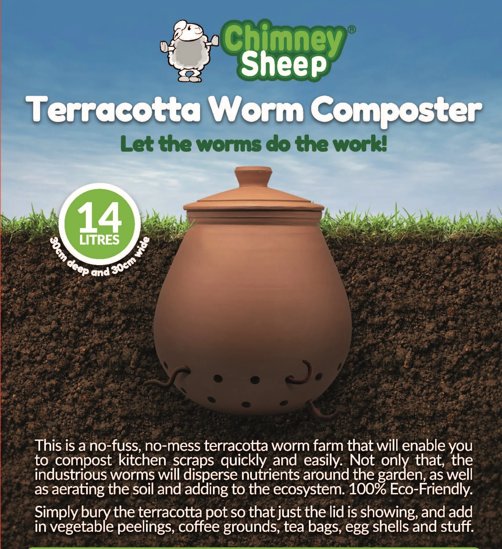 Terracotta Worm Composter 14 Litre - Image 4